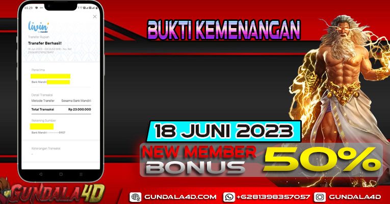 BUKTI KEMENANGAN GAME GATES OF OLYMPUS 18 JUNI 2023