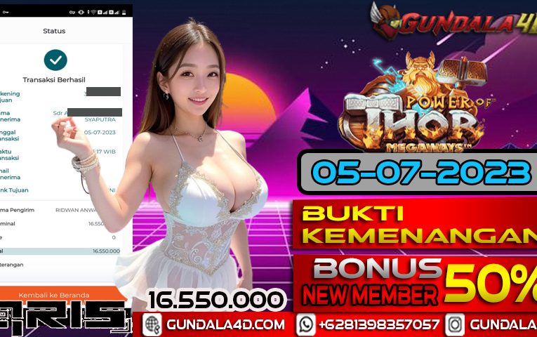 BUKTI KEMENANGAN GAME POWER OF THOR 05 JULI 2023