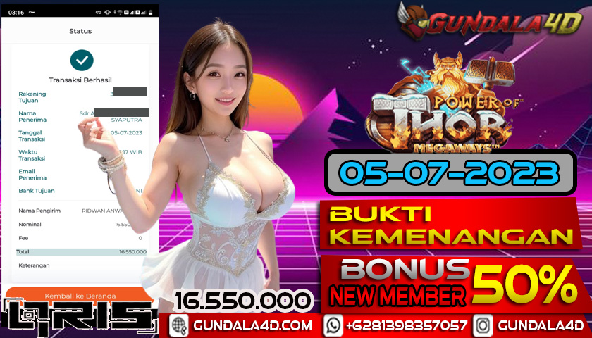 BUKTI KEMENANGAN GAME POWER OF THOR 05 JULI 2023