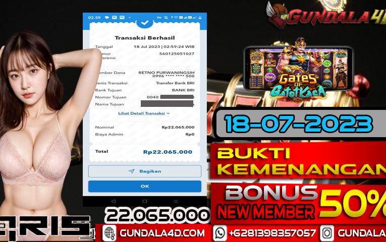 BUKTI KEMENANGAN GATES OF GATOTKACA 18 JULI 2023