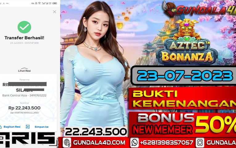 BUKTI KEMENANGAN AZTEC BONANZA 23 JULI 2023