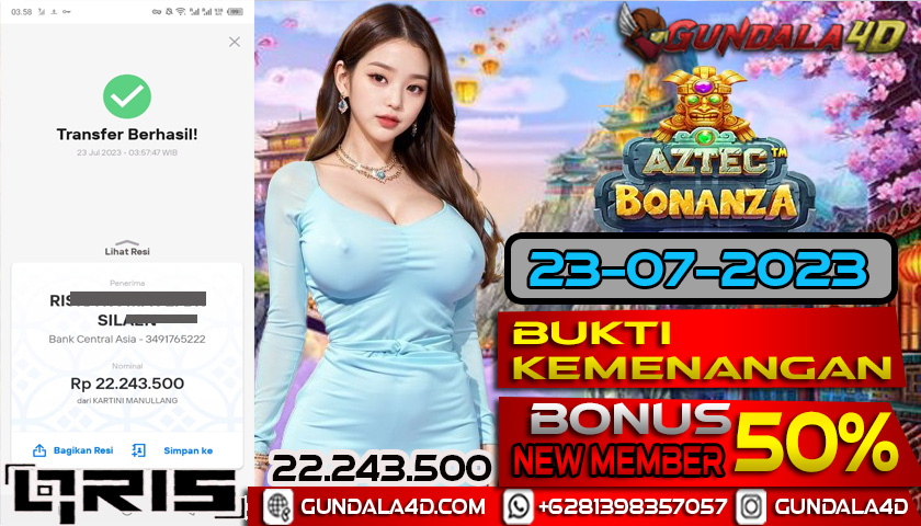 BUKTI KEMENANGAN AZTEC BONANZA 23 JULI 2023