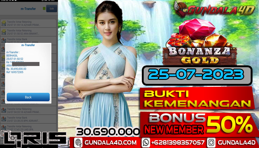 BUKTI KEMENANGAN BONANZA GOLD 25 JULI 2023