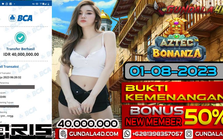 BUKTI KEMENANGAN GAME AZTEC BONANZA 01 AGUSTUS 2023