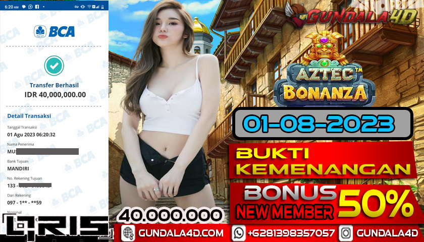 BUKTI KEMENANGAN GAME AZTEC BONANZA 01 AGUSTUS 2023