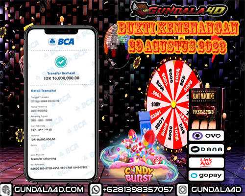 Selamat Untuk Member Setia Kami Gundala4d bapak AD**** RO***** Yang Mendapatkan Jackpot Di Provider Pragmatic Game CANDY BURST Dengan Total Kemenangan Rp. 16.000.000. Dengan Modal 900.000 Bisa Tembus Puluhan Juta Hingga Ratusan Juta