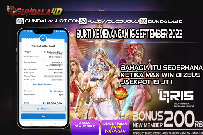 Selamat Untuk Member Setia Kami Gundala4d bapak NI** AU*** Yang Mendapatkan Jackpot Di Provider Pragmatic Game (OLYMPUS) Dengan Total Kemenangan Rp. 19.000.000. Dengan Modal 1.000.000 Bisa Tembus Puluhan Juta Hingga Ratusan Juta