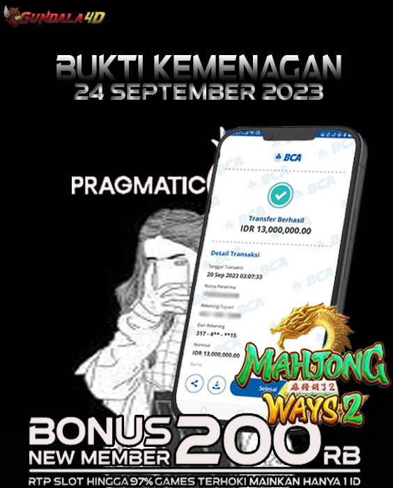 Selamat Untuk Member Setia Kami Gundala4d bapak AT***** Yang Mendapatkan Jackpot Di Provider PG SOFT ( MAHJONG WAYS )Dengan Total Kemenangan Rp. 13.000.000. Dengan Modal 1.000.000 Bisa Tembus Puluhan Juta Hingga Ratusan Juta