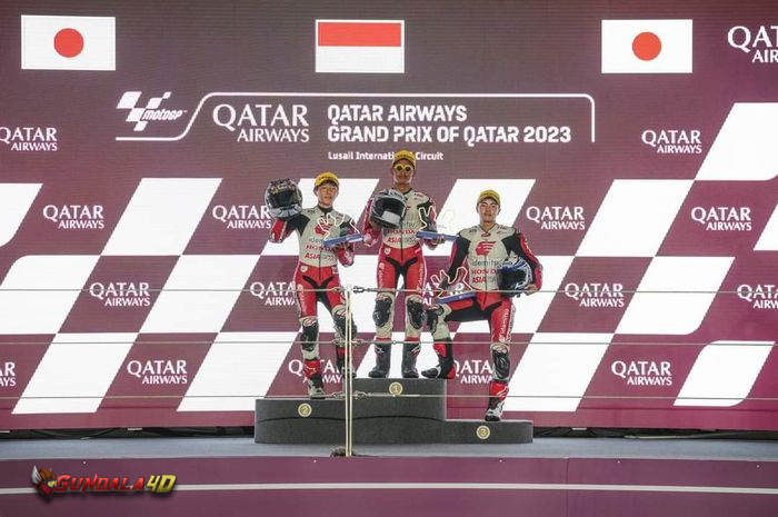 Pembalap asal Indonesia Veda Ega Pratama sukses merengkuh kemenangan di sela-sela MotoGP Qatar 2023 pada seri keenam Asia Talent Cup 2023