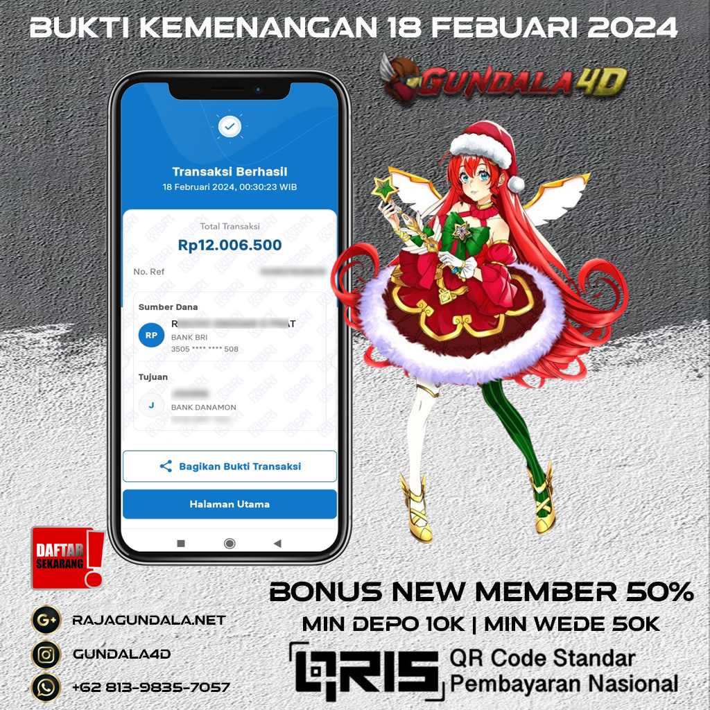 BUKTI KEMENANGAN 18 FEBUARI 2024. GUNDALA4D SITUS SLOT TERGACOR NO 1 DI INDONESIA DENGAN RTP HINGGA 98% DAN SLOT GAME TERLENGKAP