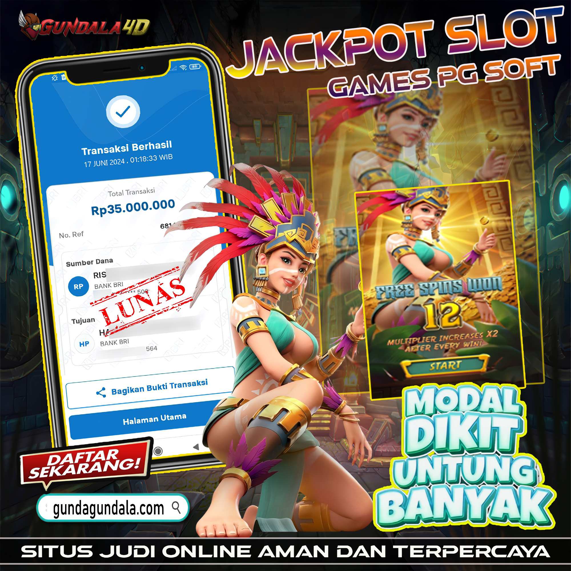 Selamat Untuk Member Setia Kami Gundala4d Ri******** Yang Mendapatkan Jackpot Dengan Total Kemenangan Rp.35.000.000 ( Tiga Puluh Lima Juta Rupiah ) Dengan Modal Hanya Rp.1.000.000 ( Satu Juta Rupiah). Langsung Bisa Tembus Puluhan Juta Hingga Ratusan Juta