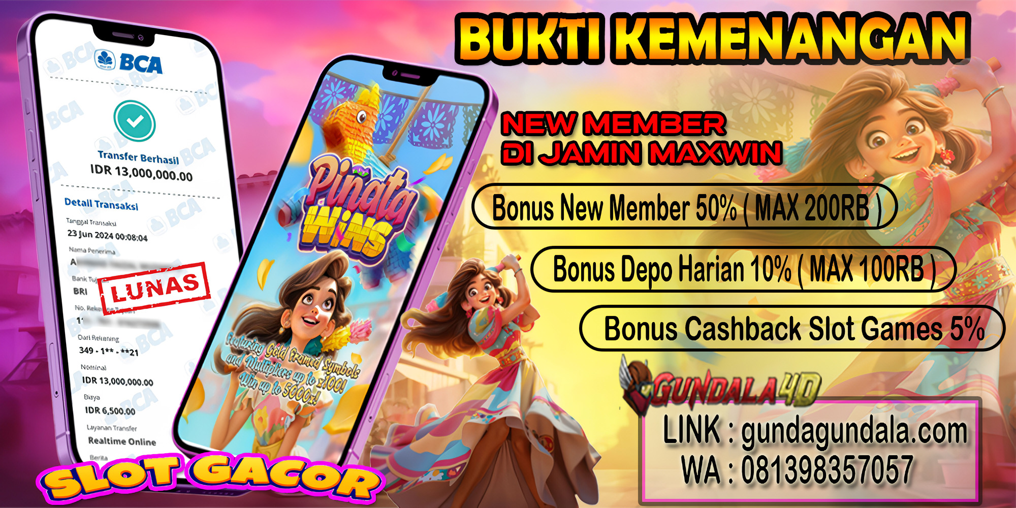 prediksigundala – Selamat Untuk Member Setia Kami Gundala4d RA******** Yang Mendapatkan Jackpot Dengan Total Kemenangan Rp 13.000.000 ( Tiga Belas Juta Rupiah ) Dengan Modal Hanya Rp.1.000.000 ( Satu Juta Rupiah). Langsung Bisa Tembus Puluhan Juta Hingga Ratusan Juta