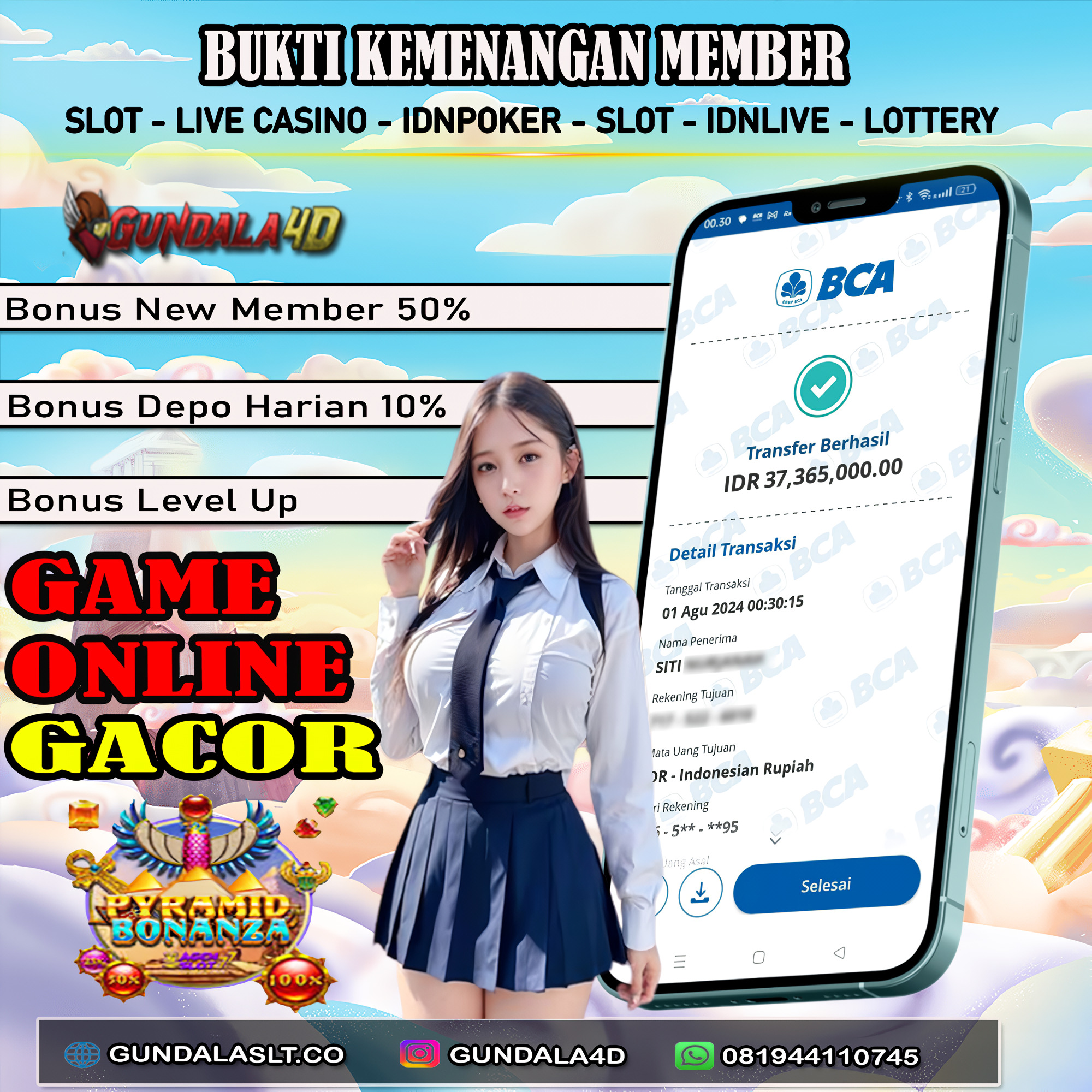 Selamat Untuk Member Setia Kami Gundala4d DA******** Yang Mendapatkan Jackpot Dengan Total Kemenangan Rp. 37.365.000 ( TIGA PULUH JUTA TIGA RATUS ENAMPULUH LIMA RIBU RUPIAH ) Dengan Modal Hanya Rpn 500.000 ( LIMA RATUS RIBU RUPIAH ). Langsung Bisa Tembus Puluhan Juta Hingga Ratusan Juta