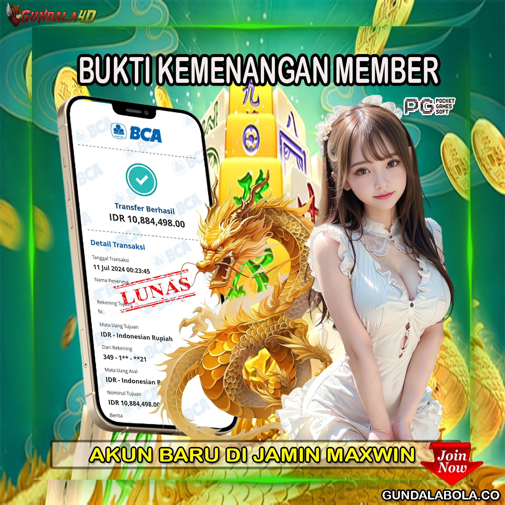 Selamat Untuk Member Setia Kami Gundala4d CA******** Yang Mendapatkan Jackpot Dengan Total Kemenangan Rp .10.884.498 Dengan Modal Hanya Rp.1.000.000 ( Satu Juta Rupiah). Langsung Bisa Tembus Puluhan Juta Hingga Ratusan Juta