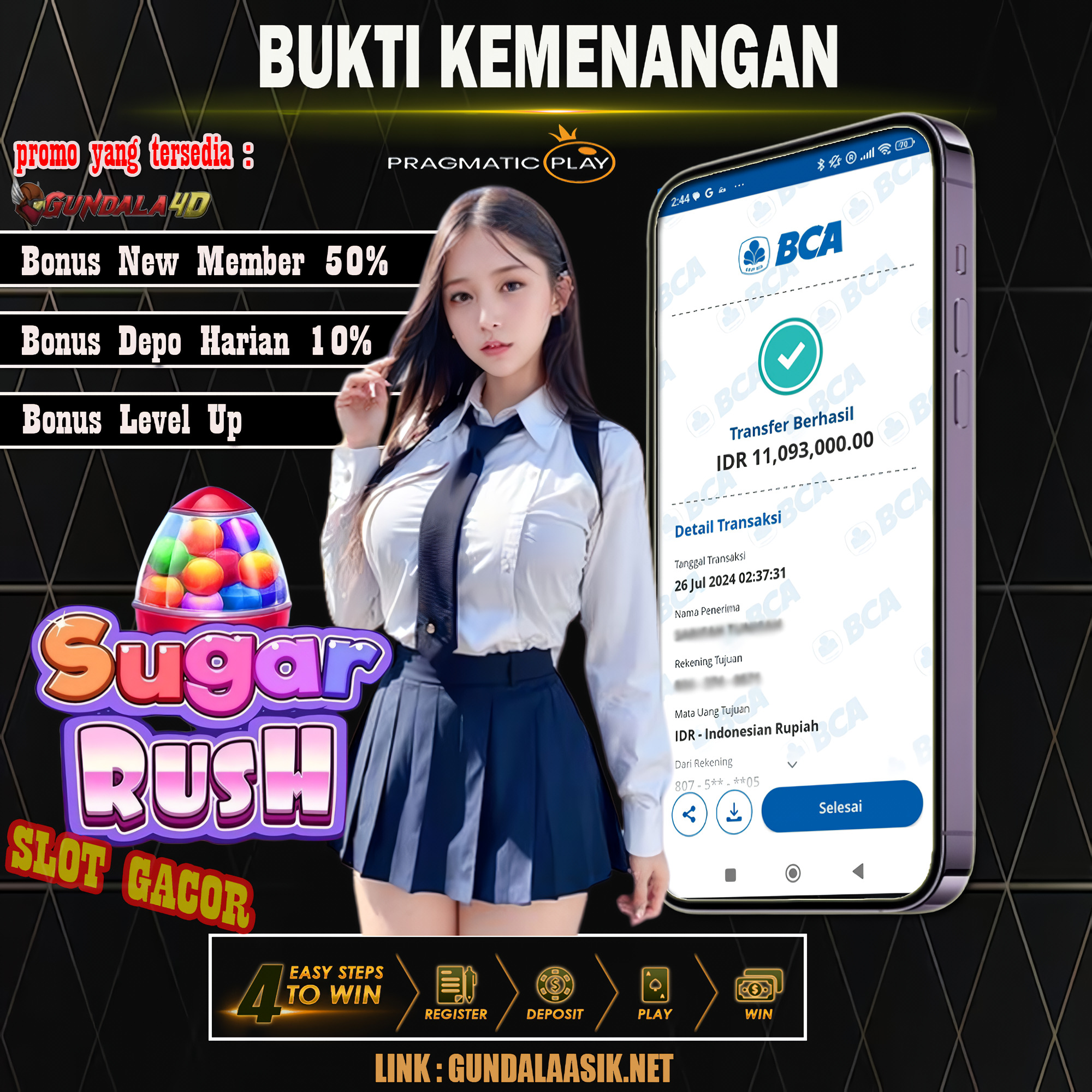 Selamat Untuk Member Setia Kami Gundala4d HA******** Yang Mendapatkan Jackpot Dengan Total Kemenangan Rp. 11.093.000.00 ( SEBELAS JUTA SEMBILAN PULUH TIGA RIBU RUPIAH ) Dengan Modal Hanya Rpn 500.000 ( LIMA RATUS RIBU RUPIAH ). Langsung Bisa Tembus Puluhan Juta Hingga Ratusan Juta