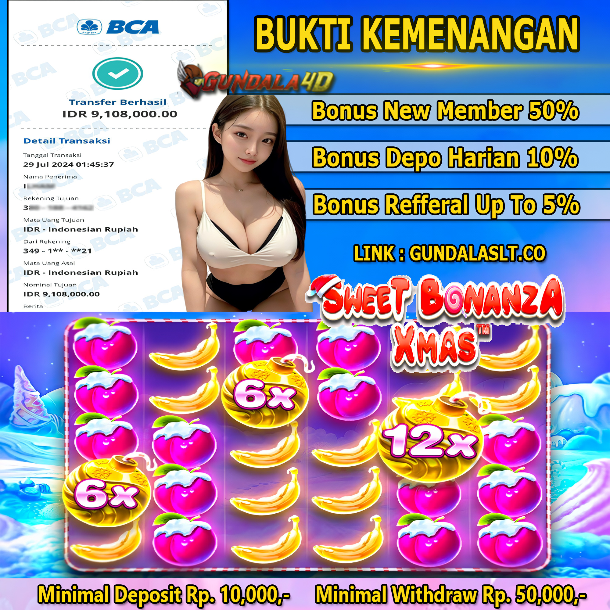 Selamat Untuk Member Setia Kami Gundala4d DA******** Yang Mendapatkan Jackpot Dengan Total Kemenangan Rp. 9.108.000 ( SEMBILAN JUTA SERATUS DELAPAN RIBU RUPIAH ) Dengan Modal Hanya Rpn 500.000 ( LIMA RATUS RIBU RUPIAH ). Langsung Bisa Tembus Puluhan Juta Hingga Ratusan Juta