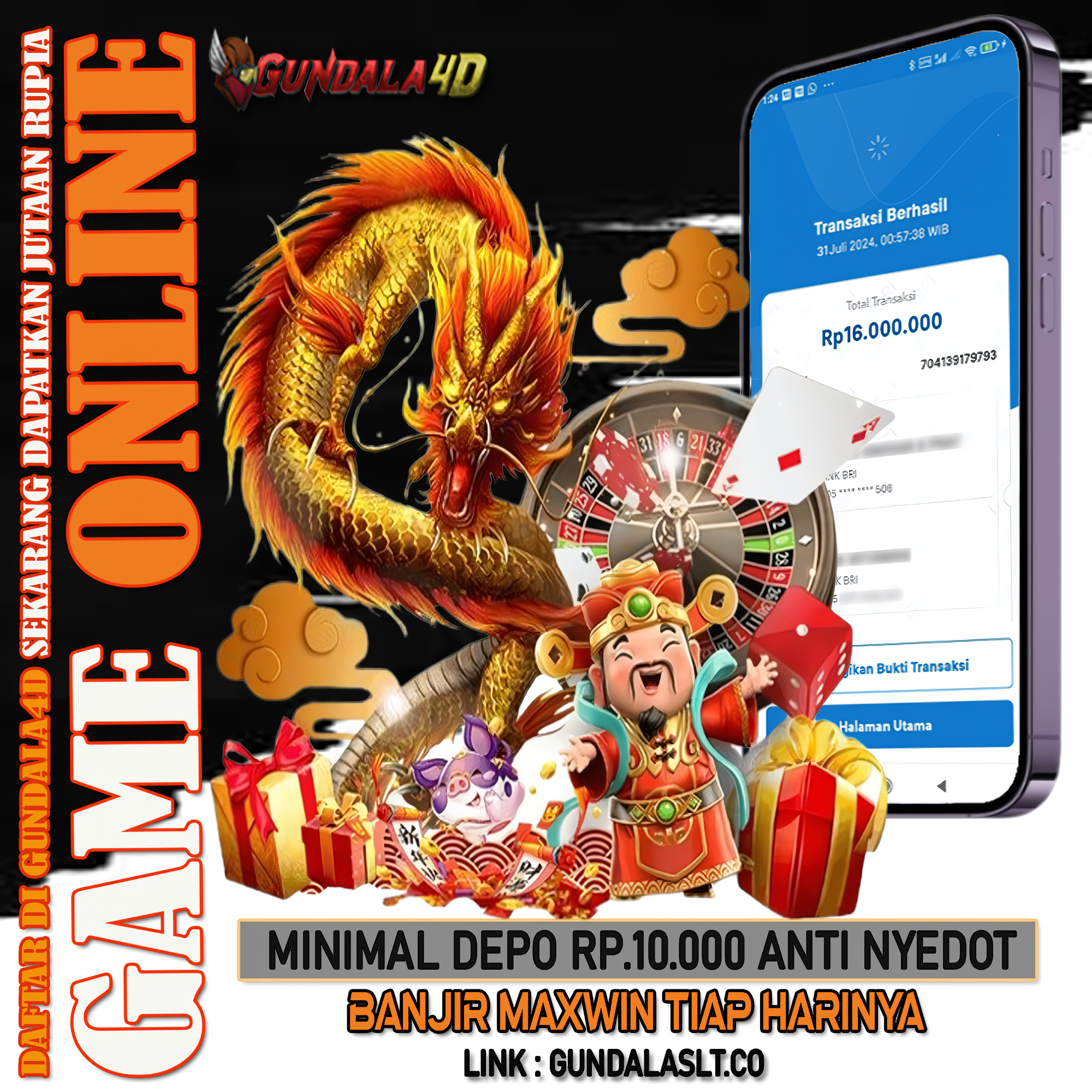 Selamat Untuk Member Setia Kami Gundala4d LA******** Yang Mendapatkan Jackpot Dengan Total Kemenangan Rp. 16.000.000 ( JUTA SERATUS DELAPAN RIBU RUPIAH ) Dengan Modal Hanya Rpn 500.000 ( LIMA RATUS RIBU RUPIAH ). Langsung Bisa Tembus Puluhan Juta Hingga Ratusan Juta