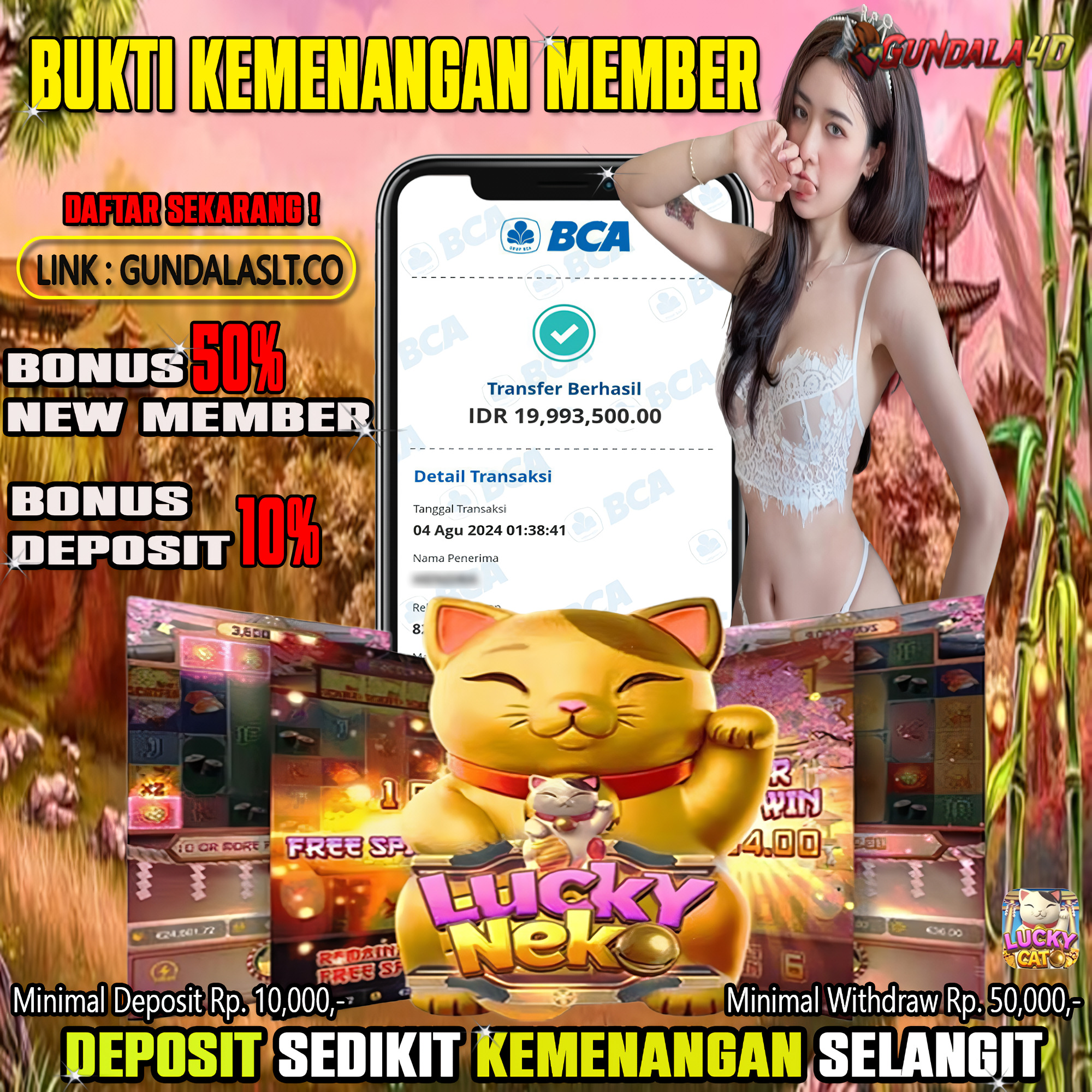 Selamat Untuk Member Setia Kami Gundala4d MA******** Yang Mendapatkan Jackpot Dengan Total Kemenangan Rp. 19.993.500 ( SEMBILAN BELAS JUTA SEMBILAN RATUS SEMBILAN PULUH TIGA RIBU LIMA RATUS RUPIAH ) Dengan Modal Hanya Rpn 500.000 ( LIMA RATUS RIBU RUPIAH ). Langsung Bisa Tembus Puluhan Juta Hingga Ratusan Juta