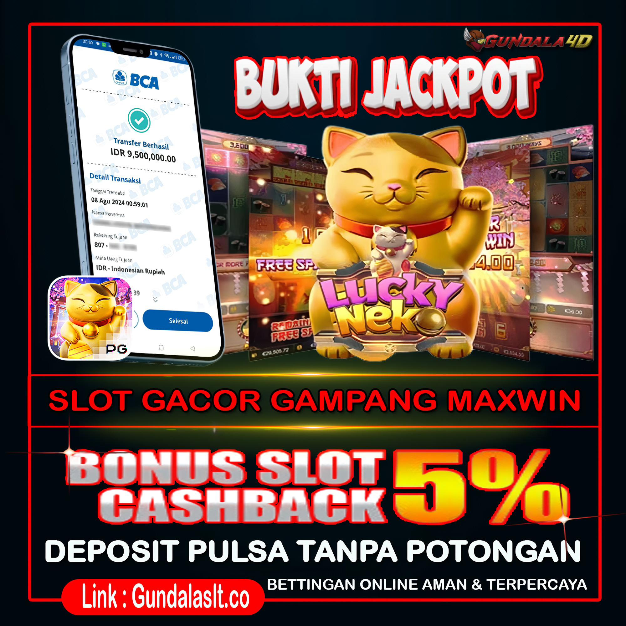 Selamat Untuk Member Setia Kami Gundala4d MA******* Yang Mendapatkan Jackpot Dengan Total Kemenangan Rp.9.500.000.00 ( SEMBILAN JUTA LIMA RATUS RIBU RUPIAH ) Dengan Modal Hanya Rpn 500.000 ( LIMA RATUS RIBU RUPIAH ). Langsung Bisa Tembus Puluhan Juta Hingga Ratusan Juta