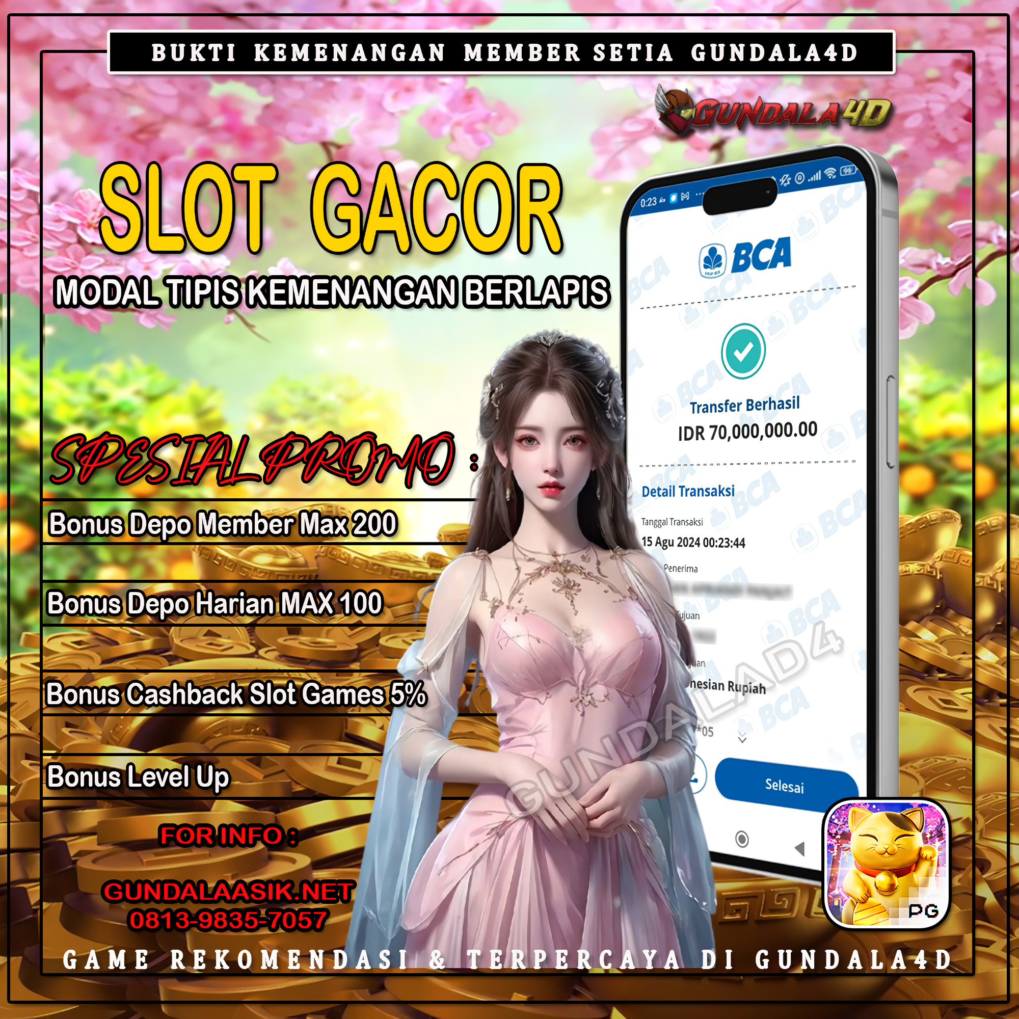 Selamat Untuk Member Setia Kami Gundala4d SA*******Yang Mendapatkan Jackpot Dengan Total Kemenangan Rp.70.000.000,00