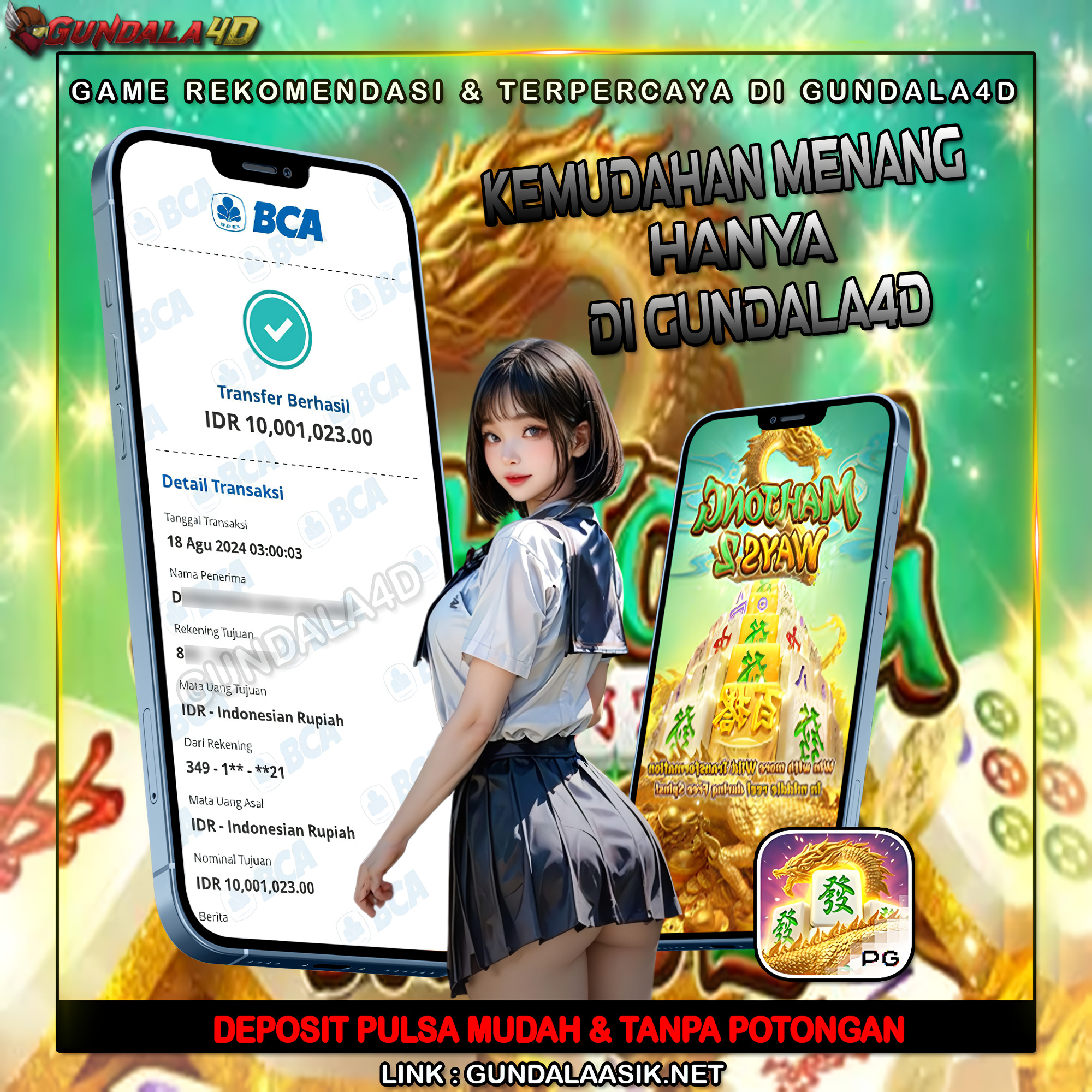 Selamat Untuk Member Setia Kami Gundala4d DA******* Yang Mendapatkan Jackpot Dengan Total Kemenangan Rp.10.001.023.00 ( SEPULUH JUTA SERIBU DUA PULUH TIGA RUPIAH) Dengan Modal Hanya Rpn 500.000 ( LIMA RATUS RIBU RUPIAH ). Langsung Bisa Tembus Puluhan Juta Hingga Ratusan Juta