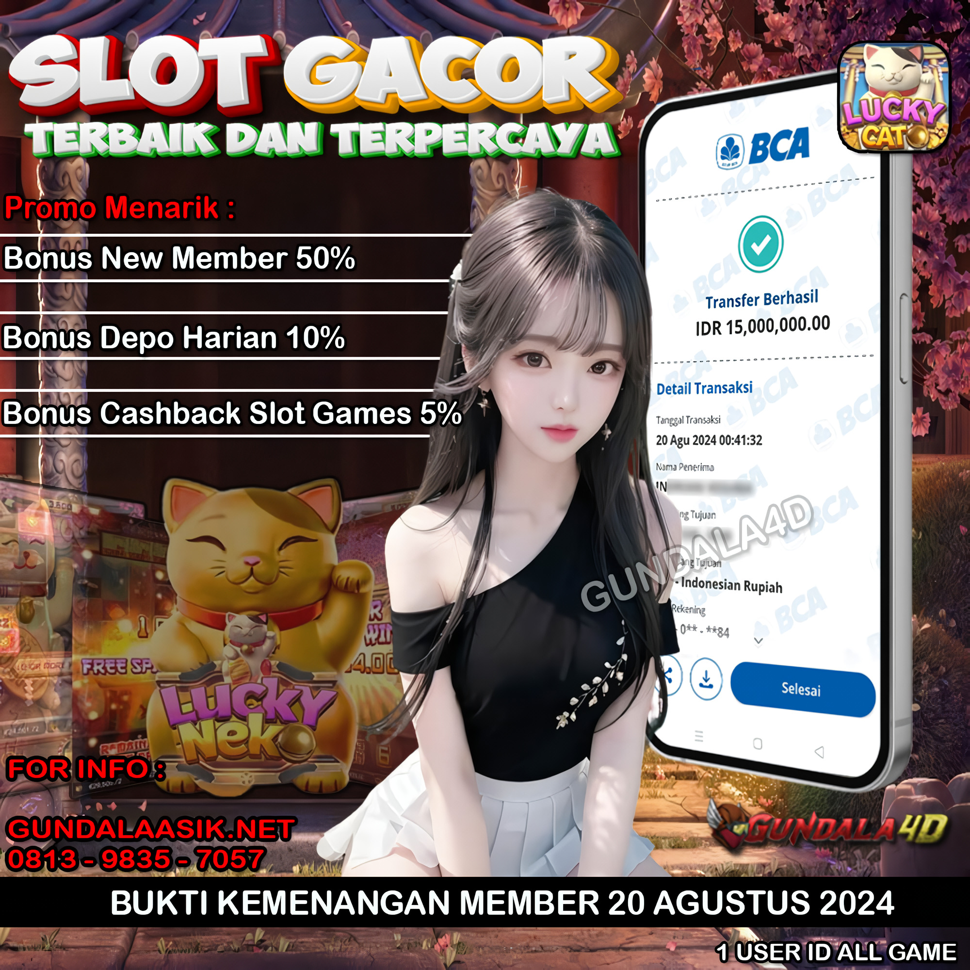 Selamat Untuk Member Setia Kami Gundala4d MA******* Yang Mendapatkan Jackpot Dengan Total Kemenangan Rp 15.000.000,00 ( LIMA BELAS JUTA RUPIAH ) Dengan Modal Hanya Rpn 500.000 ( LIMA RATUS RIBU RUPIAH ). Langsung Bisa Tembus Puluhan Juta Hingga Ratusan Juta