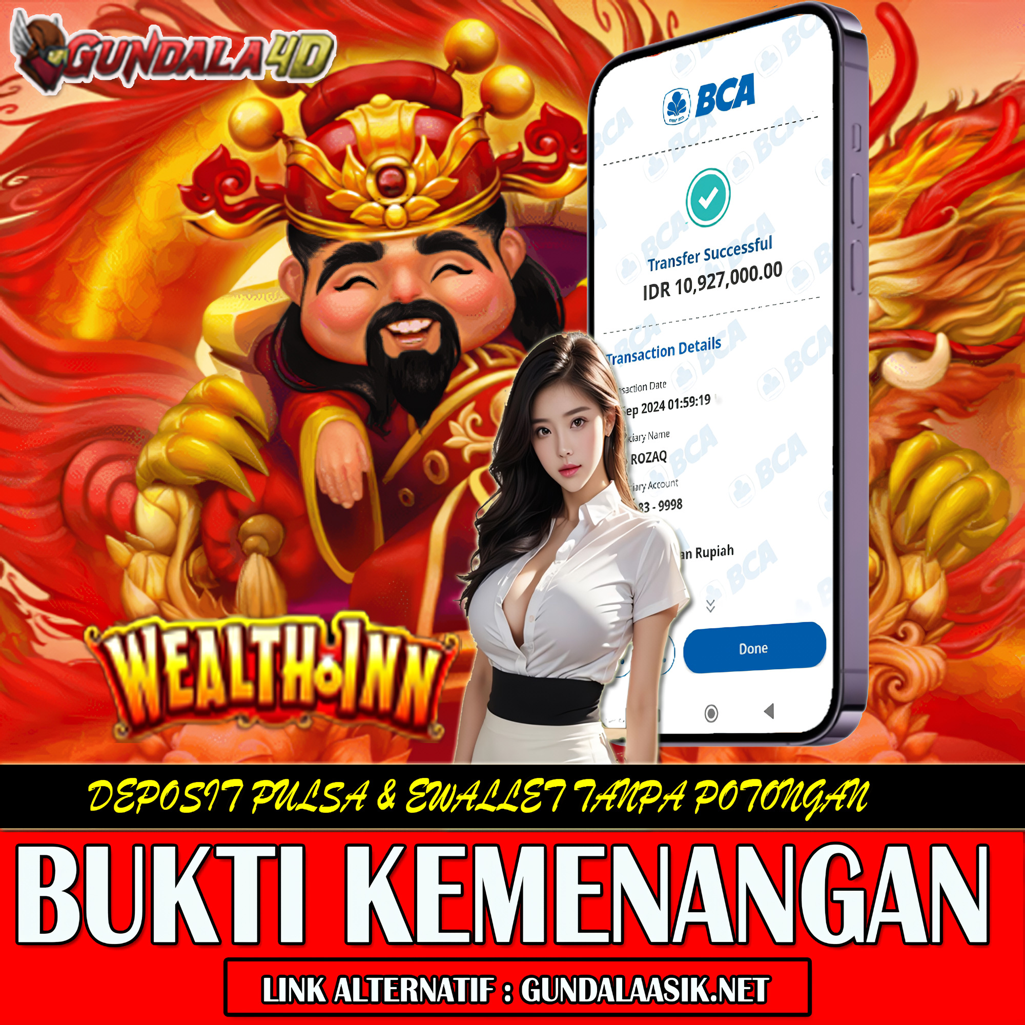 Selamat Untuk Member Setia Kami Gundala4d IN******* Yang Mendapatkan Jackpot Dengan Total Kemenangan Rp.10.927.000 ( SEPULUH JUTA SEMBILAN RATUS DUA PULUH TUJUH RUPIAH ) Dengan Modal Hanya Rpn 1.095.000 ( SATU JUTA SEMBILA PULUH LIMA RIBU RUPIAH ). Langsung Bisa Tembus Puluhan Juta Hingga Ratusan Juta