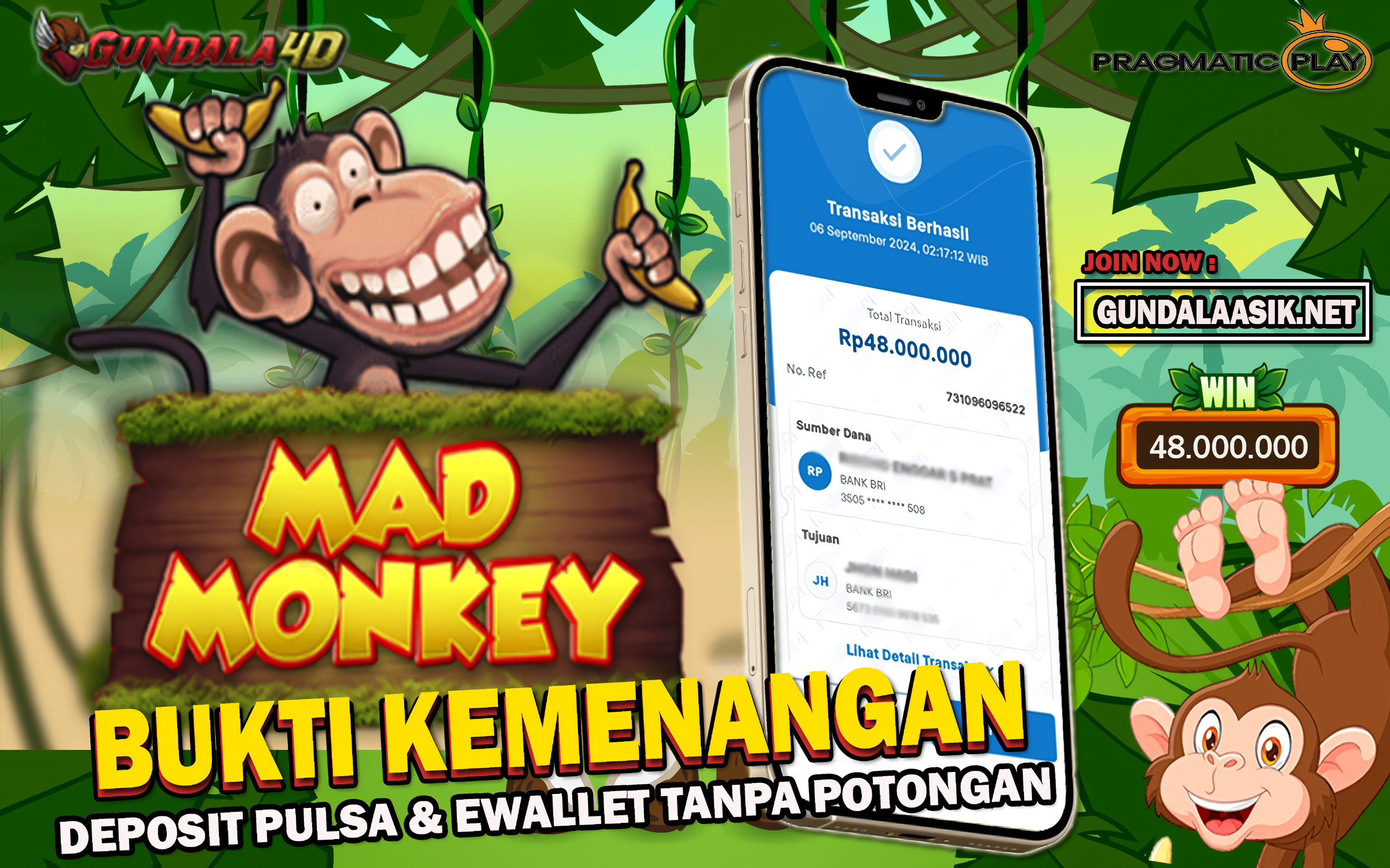 Selamat Untuk Member Setia Kami Gundala4d EPR******** Yang Mendapatkan Jackpot Dengan Total Kemenangan Rp. 48,000,000.00 ( EMPAT PULUH DELAPAN JUTA RUPIAH ) Dengan Modal Hanya Rpn 700.000 ( TUJUH RATUS RIBU RUPIAH ). Langsung Bisa Tembus Puluhan Juta Hingga Ratusan Juta