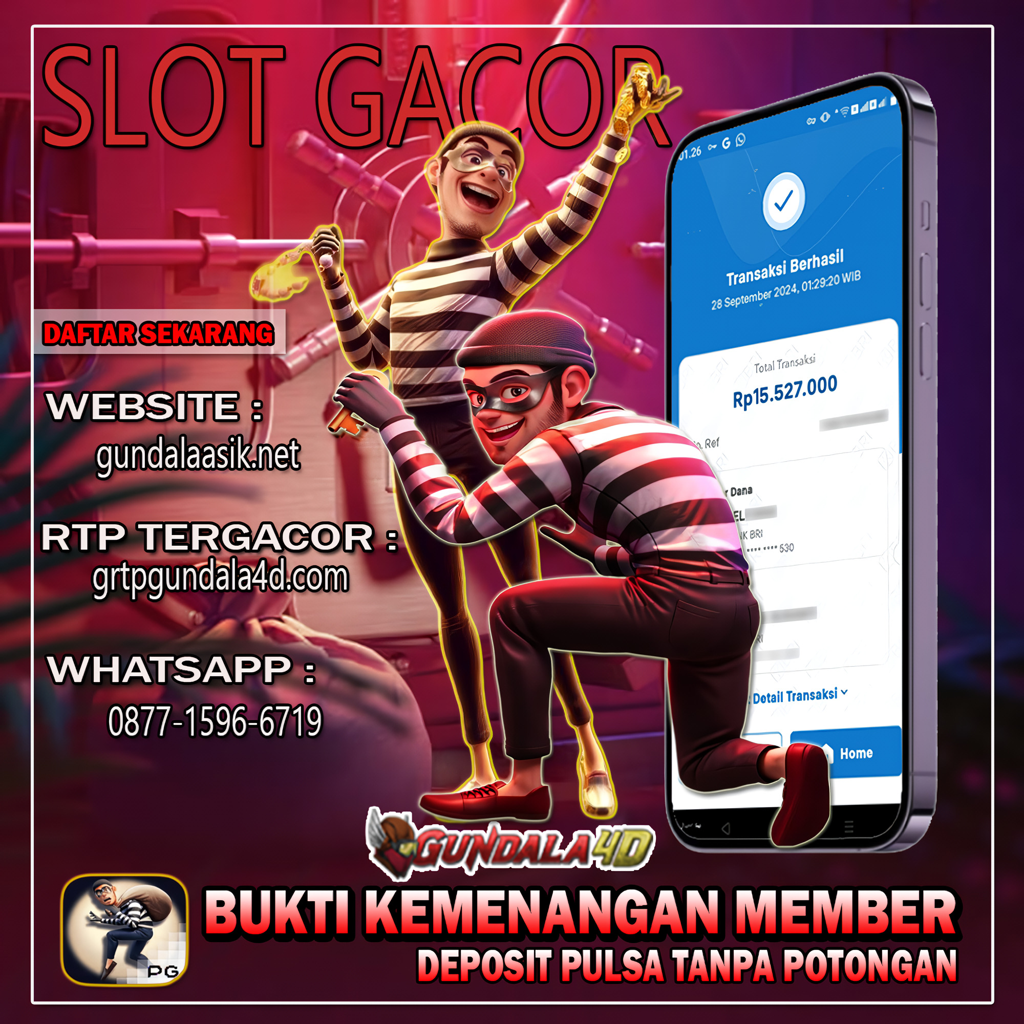 Selamat Untuk Member Setia Kami Gundala4d KA********Yang Mendapatkan Jackpot Dengan Total Kemenangan Rp. 15,527,000.00 (LIMA BELAS JUTA LIMA RATUS DUA PULUH TUJUH RIBU RUPIAH ) jangan sampai ketinggalan hokinya dan jackpotnya ,Bagi Kalian Yang Penasaran Tunggu Apa Lagi Daftar,Deposit Dan Bermain Sekarang Juga Rasakan Sensasi Kemenangan Hanya Di Gundala4d. Dapatkan Bonus-Bonus Menarik Dan Event-Event Menarik Lainnya