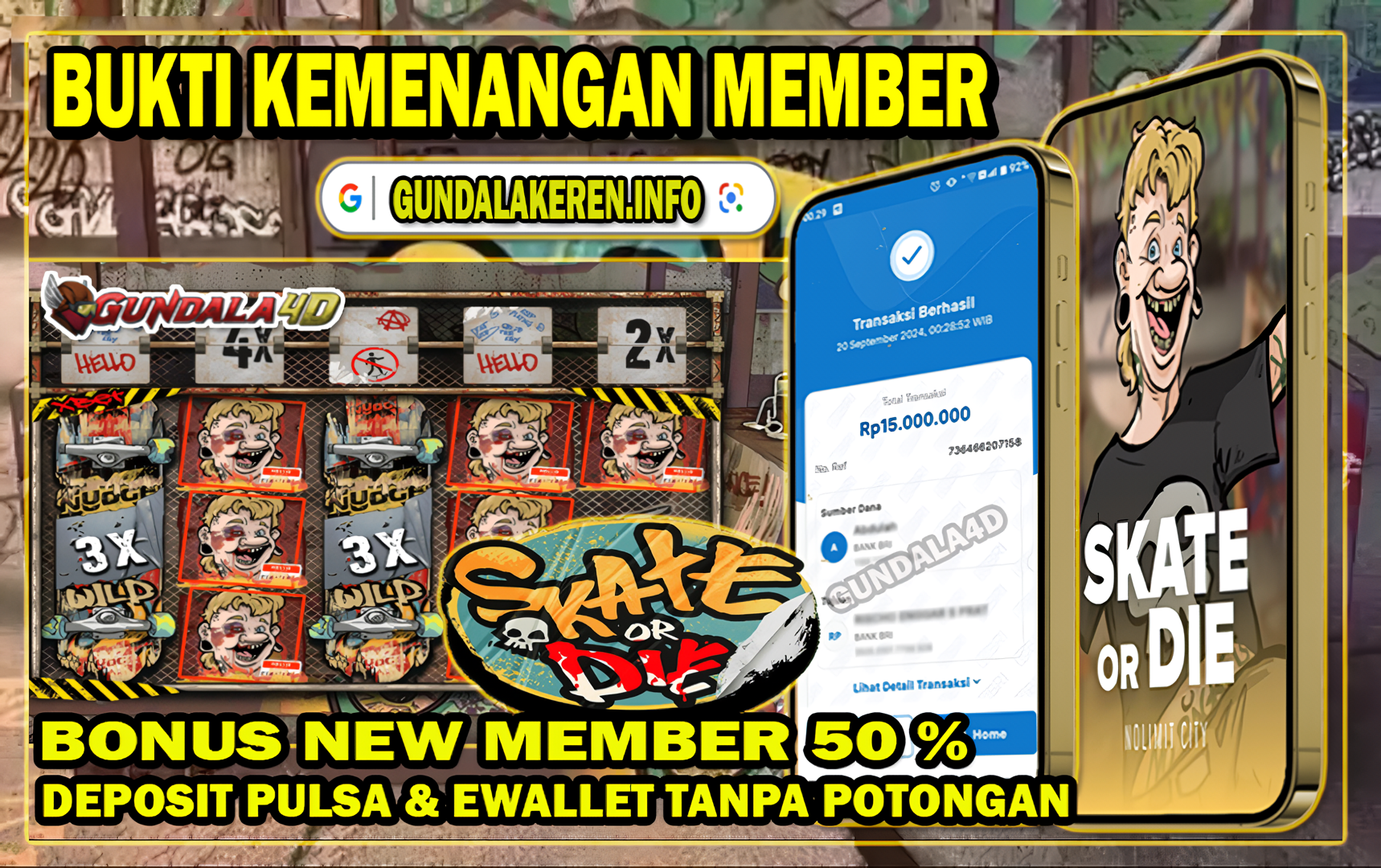 Selamat Untuk Member Setia Kami Gundala4d MES******** Yang Mendapatkan Jackpot Dengan Total Kemenangan Rp. 15,000,000.00 ( LIMA BELAS JUTA RUPIAH ) Dengan Modal Hanya Rpn 1.000.000 ( SATU JUTA RUPIAH ). Langsung Bisa Tembus Puluhan Juta Hingga Ratusan Juta