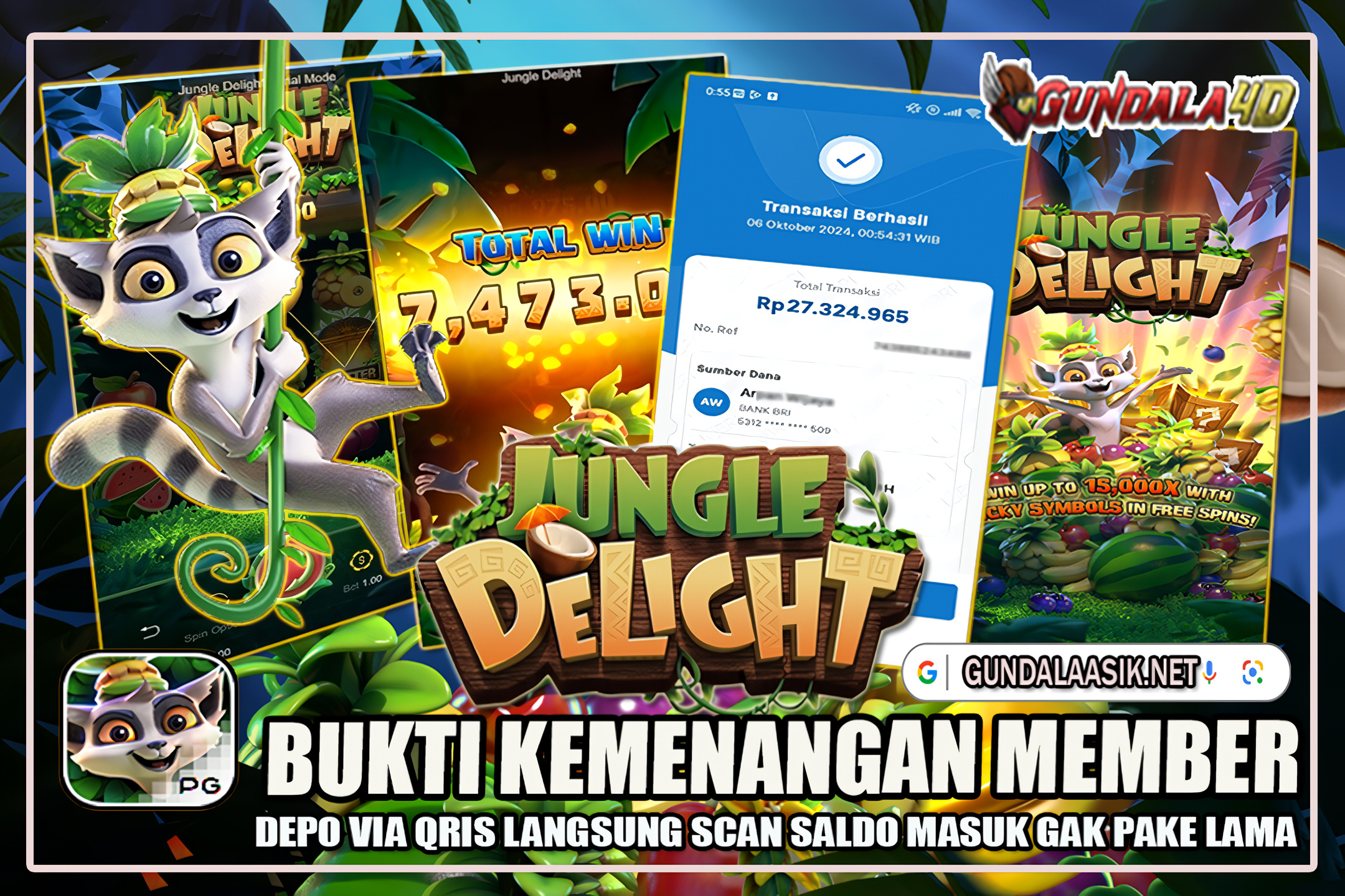 Selamat Untuk Member Setia Kami Gundala4d KA******** Yang Mendapatkan Jackpot Dengan Total Kemenangan Rp. 27,324,965.00 (DUA PULUH TUJUH JUTA TIGA RATUS DUA PULUH EMPAT RIBU SEMBILAN RATUS ENAM PULUH LIMA RUPIAH ) Dengan Modal Hanya Rpn 1.000.000 ( SATU JUTA RUPIAH ). Langsung Bisa Tembus Puluhan Juta Hingga Ratusan Juta