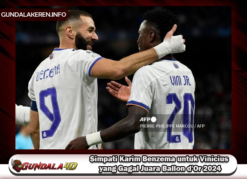 Simpati dari eks penyerang Real Madrid, Karim Benzema, datang untuk Vinicius Junior yang gagal menjuarai Ballon d'Or 2024