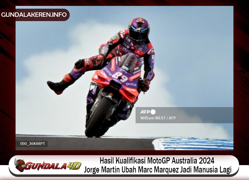 Pembalap Prima Pramac Racing, Jorge Martin, berhasil meraih pole position pada kualifikasi seri balap ke-17 MotoGP Australia 2024