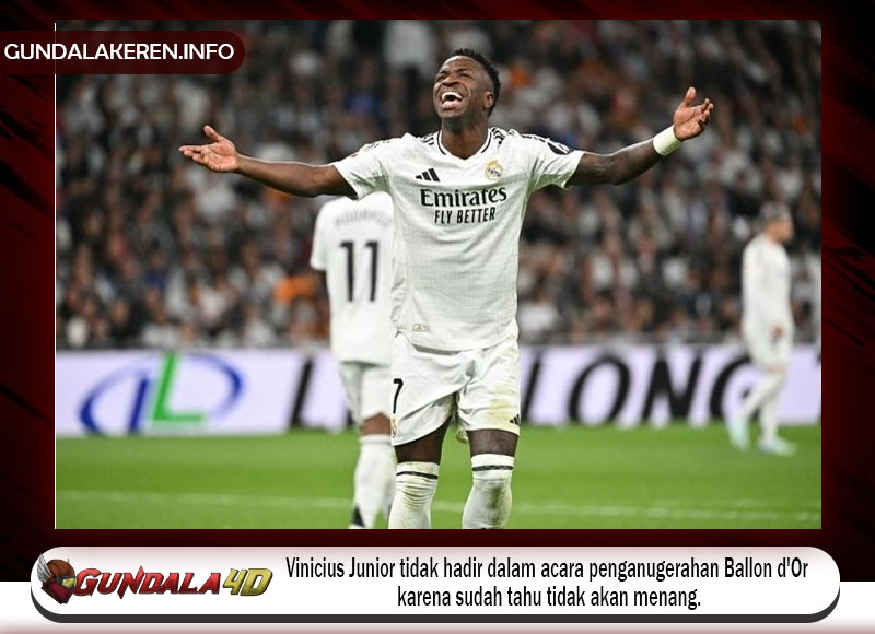 Vinicius Junior tidak hadir dalam acara penganugerahan Ballon d'Or karena sudah tahu tidak akan menang