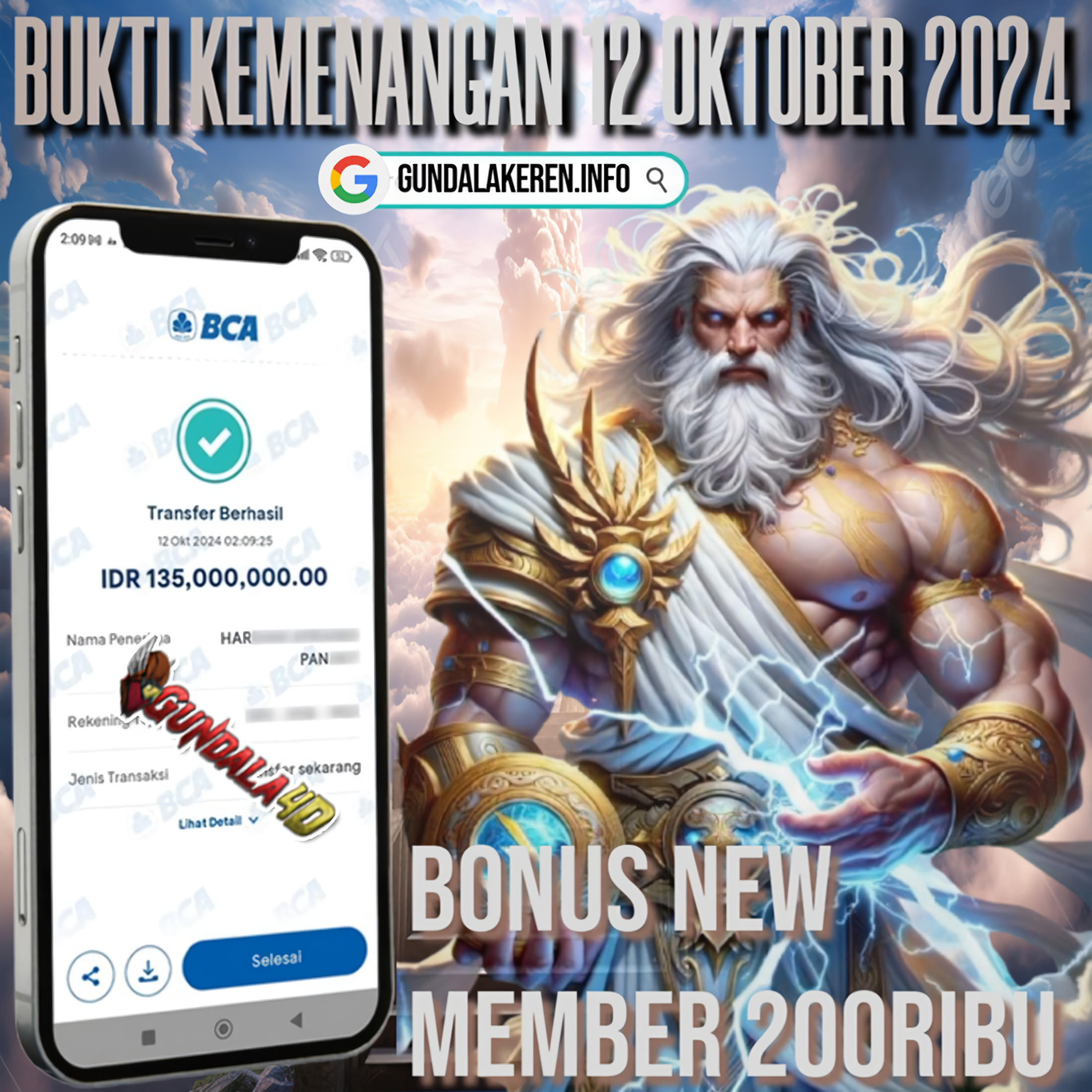 BUKTI KEMENANGAN TANGGAL 12 OKTOBER 2024