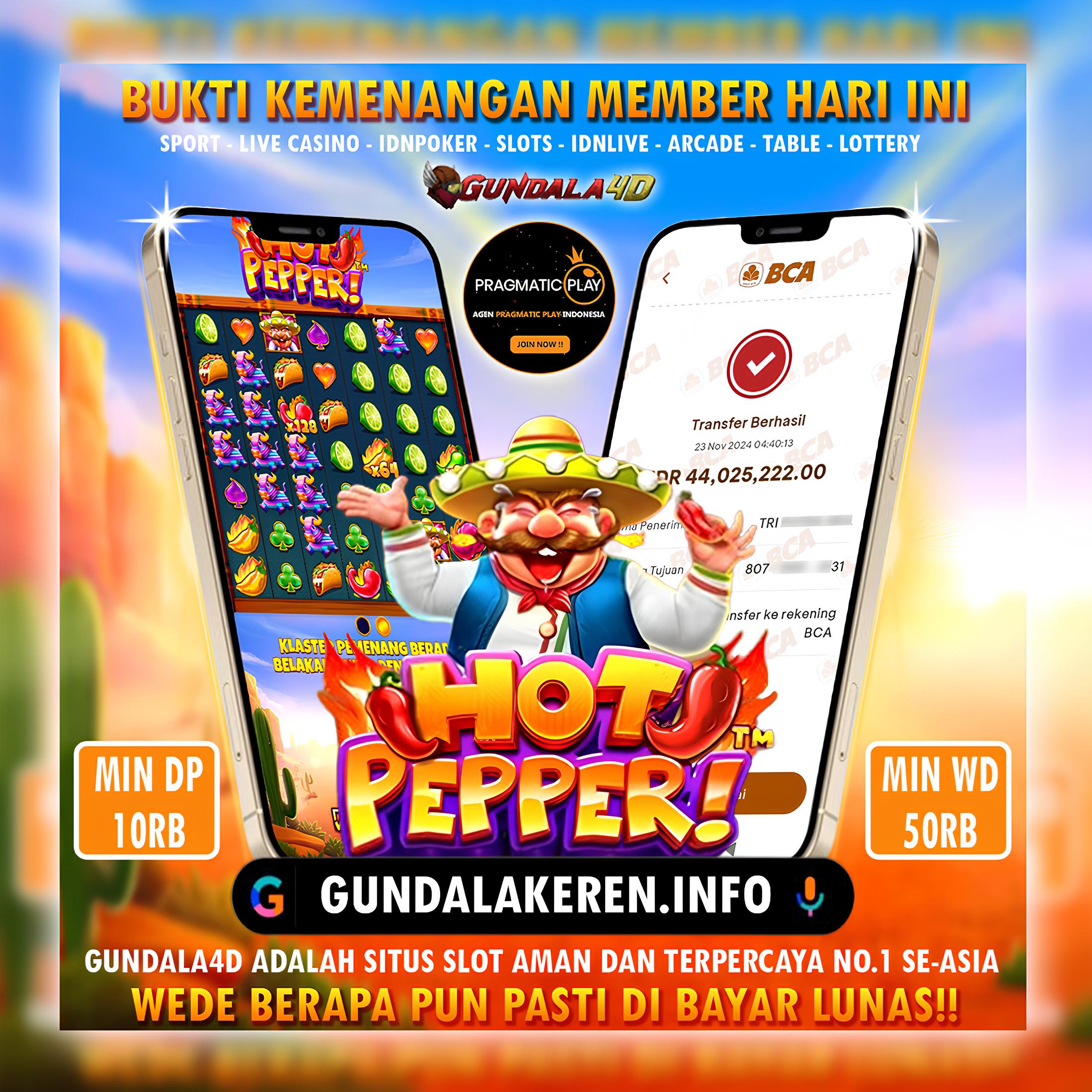 BUKTI KEMENANGAN TANGGAL 23 NOVEMBER 2024. GUNDALA4D SITUS SLOT TERGACOR NO 1 DI INDONESIA DENGAN RTP HINGGA 98%