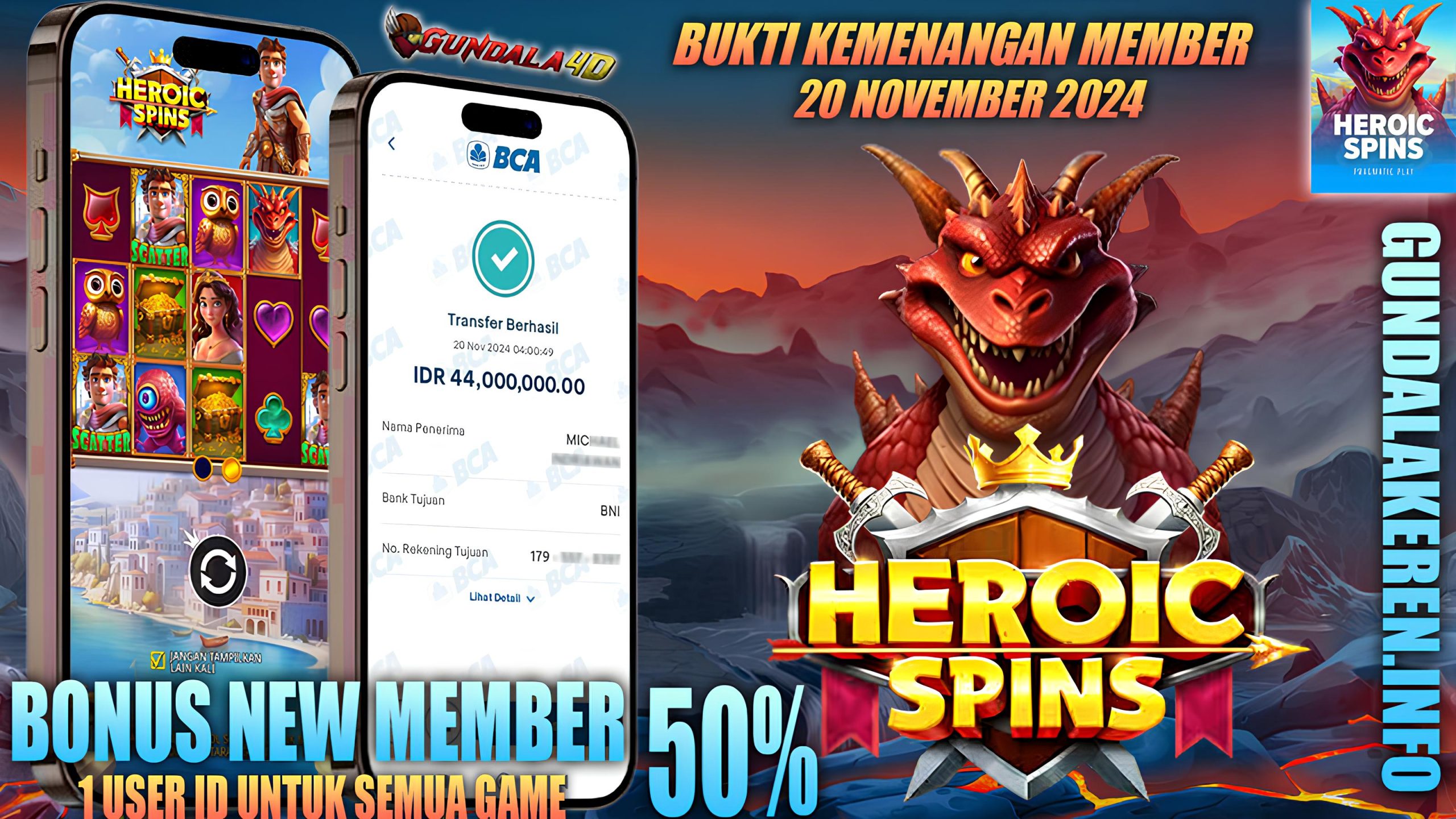 BUKTI KEMENANGAN TANGGAL 20 NOVEMBER 2024. GUNDALA4D SITUS SLOT TERGACOR NO 1 DI INDONESIA DENGAN RTP HINGGA 98%