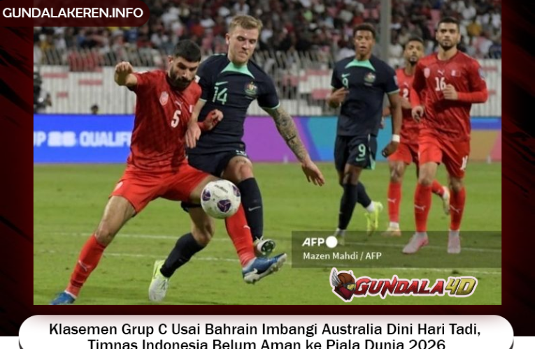 Klasemen Grup C Usai Bahrain Imbangi Australia Dini Hari Tadi, Timnas Indonesia Belum Aman ke Piala Dunia 2026