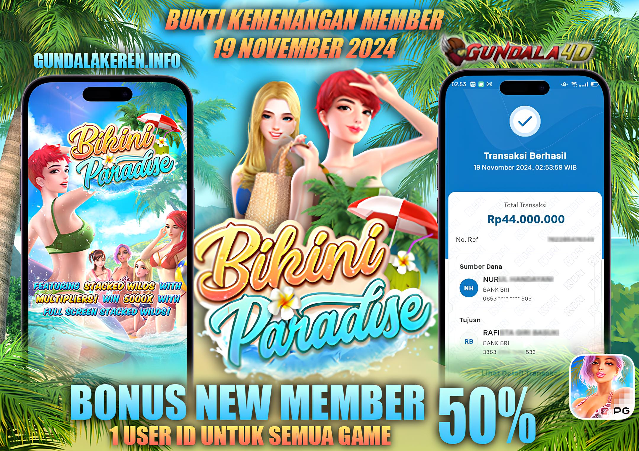 BUKTI KEMENANGAN TANGGAL 19 NOVEMBER 2024. GUNDALA4D SITUS SLOT TERGACOR NO 1 DI INDONESIA DENGAN RTP HINGGA 98%