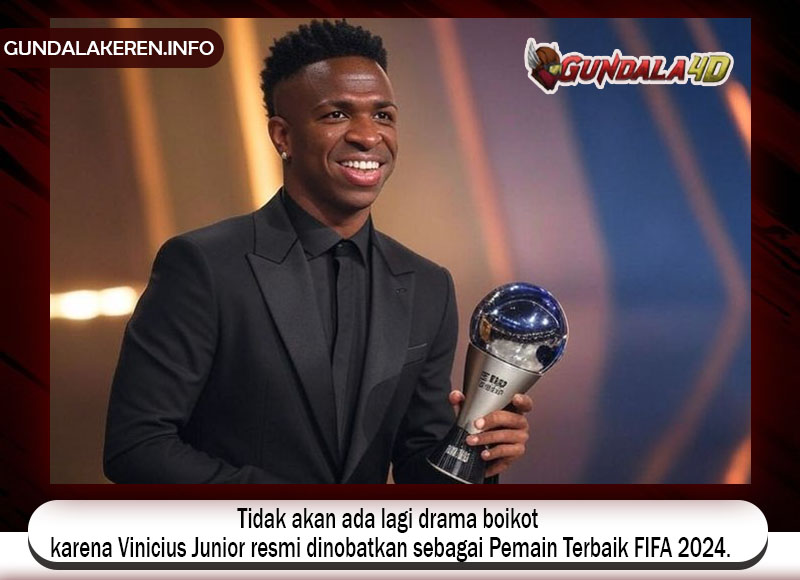 Tidak akan ada lagi drama boikot karena Vinicius Junior resmi dinobatkan sebagai Pemain Terbaik FIFA 2024.