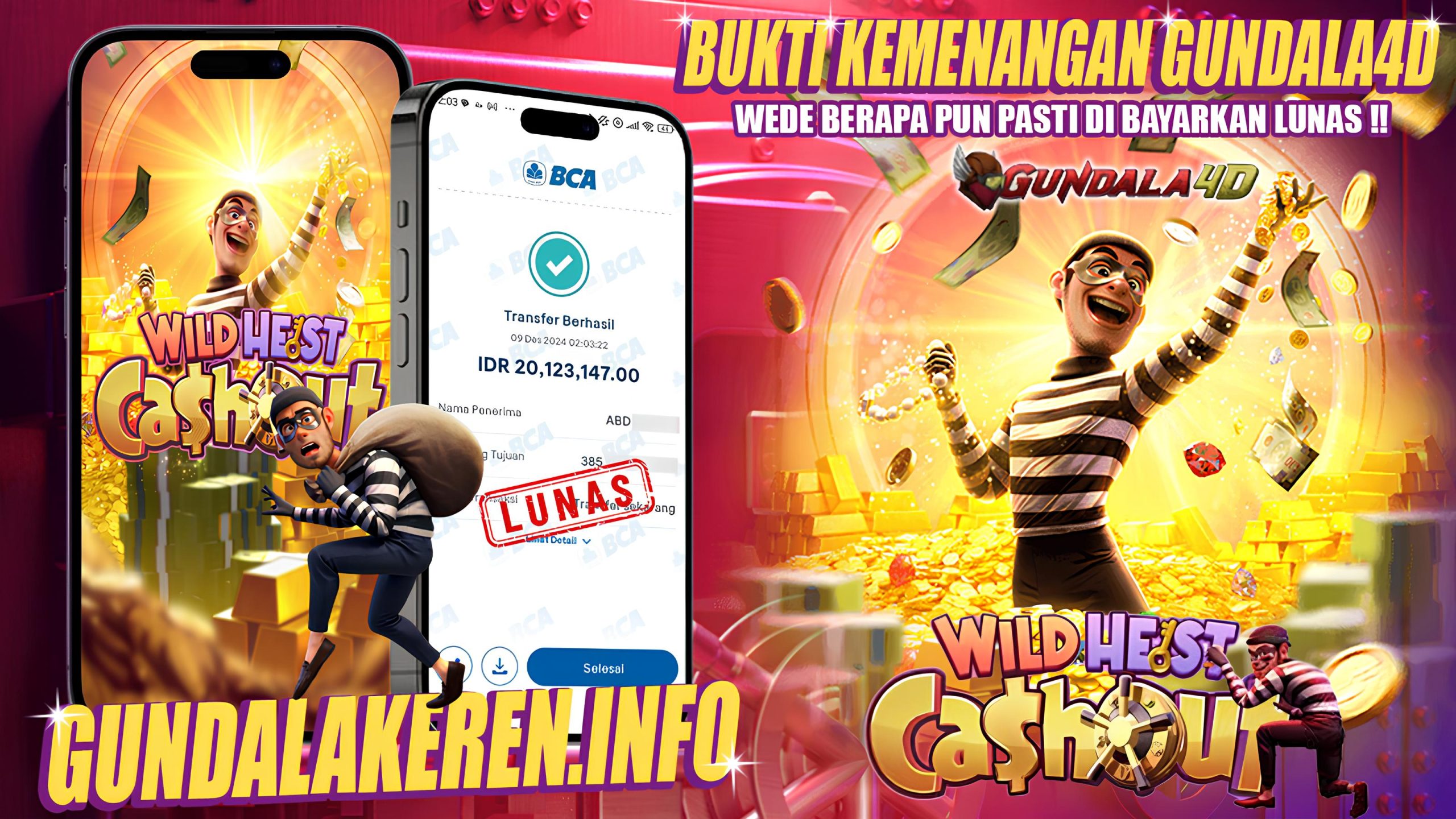 BUKTI KEMENANGAN TANGGAL 09 DESEMBER 2024. GUNDALA4D SITUS SLOT TERGACOR NO 1 DI INDONESIA DENGAN RTP HINGGA 98%