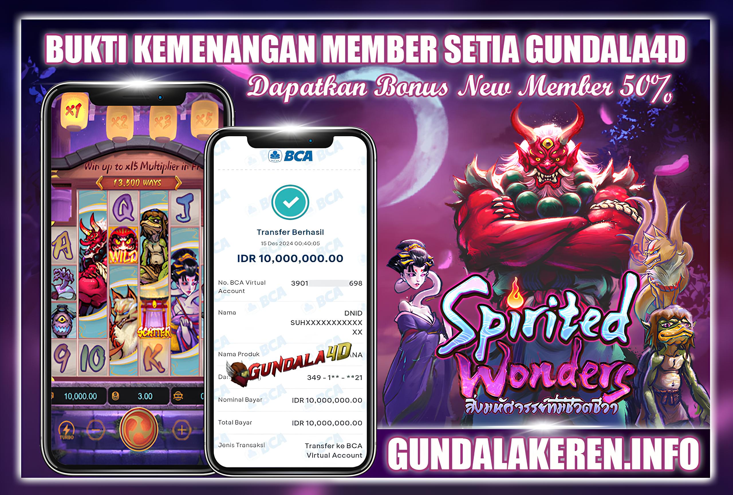 BUKTI KEMENANGAN TANGGAL 15 DESEMBER 2024. GUNDALA4D SITUS SLOT TERGACOR NO 1 DI INDONESIA DENGAN RTP HINGGA 98%